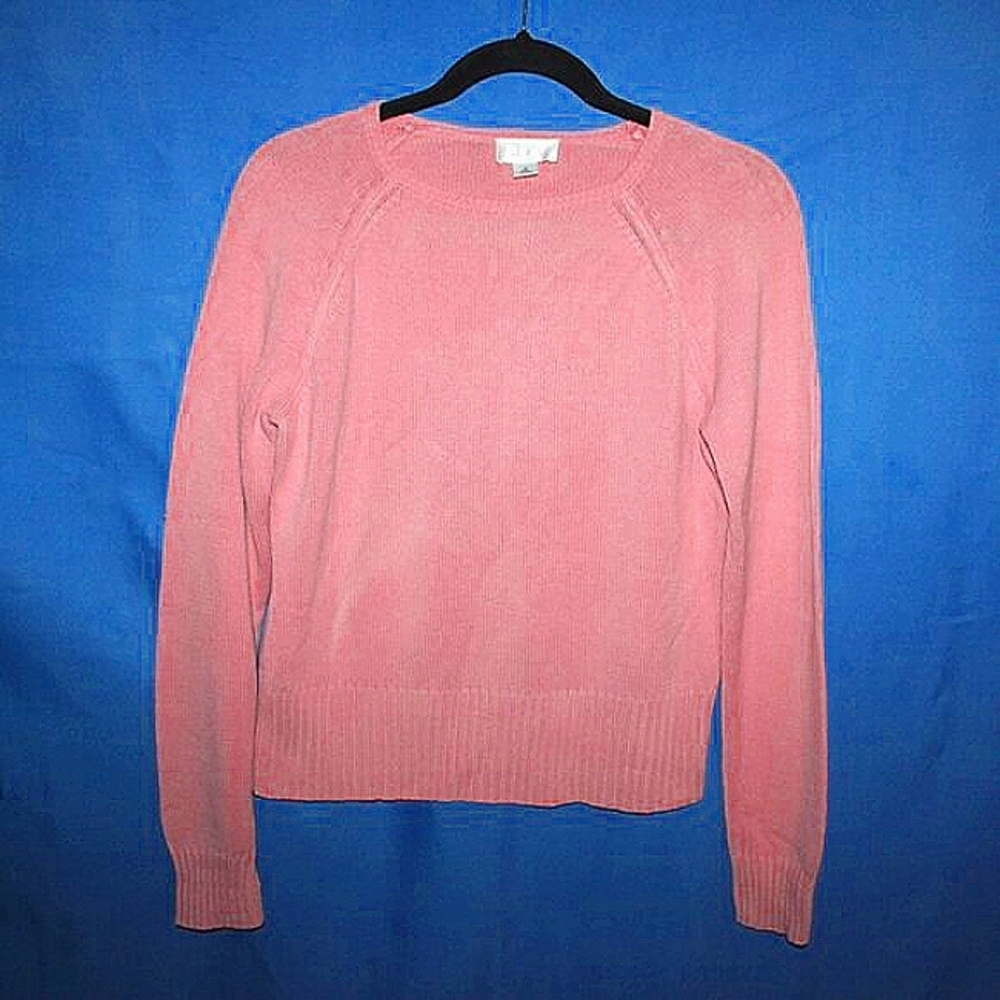 LOFT Pastel Pink Crewneck Raglan Sweater Medium - Picture 1 of 4